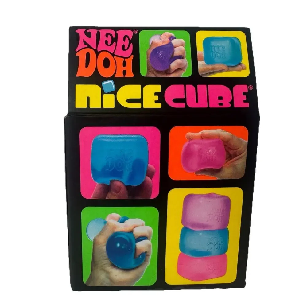 Schylling NeeDoh Nice Cube Blue Super Solid Squish Sensory Fidget Toy New
